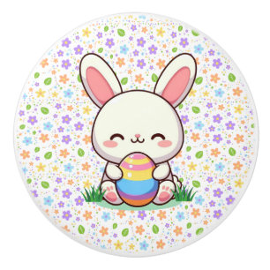 Cute spring/Easter bunny with egg Ceramic Knob