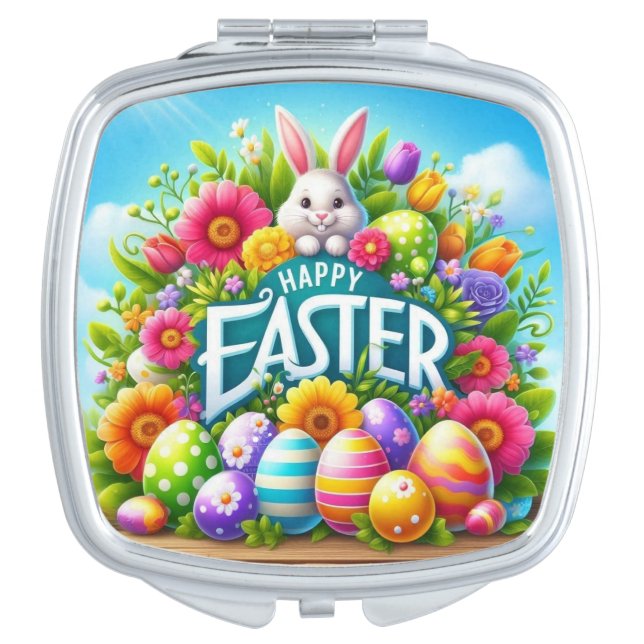 Cute spring/Easter bunny with egg Compact Mirror (Front)