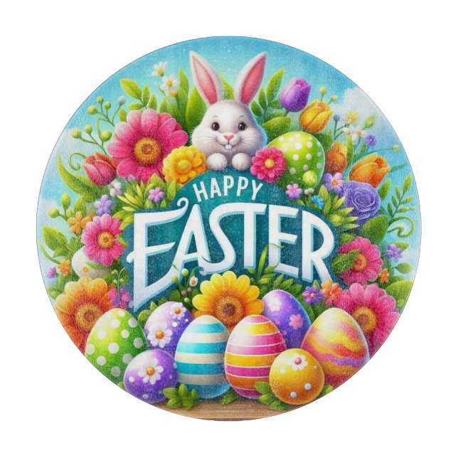 Cute spring/Easter bunny with egg Cutting Board (Front)