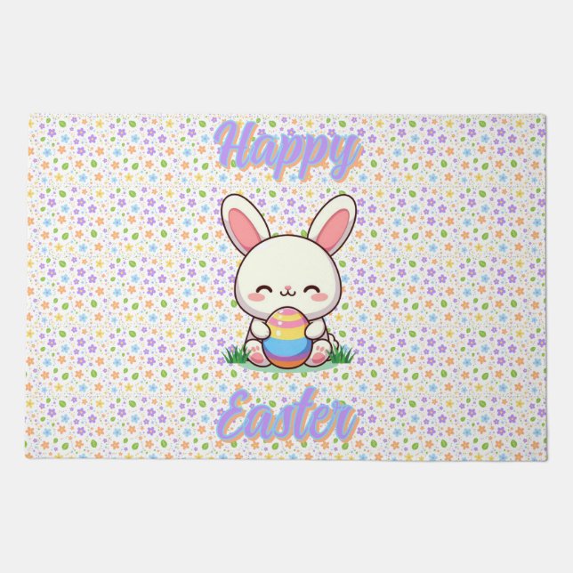 Cute spring/Easter bunny with egg Doormat (Front)