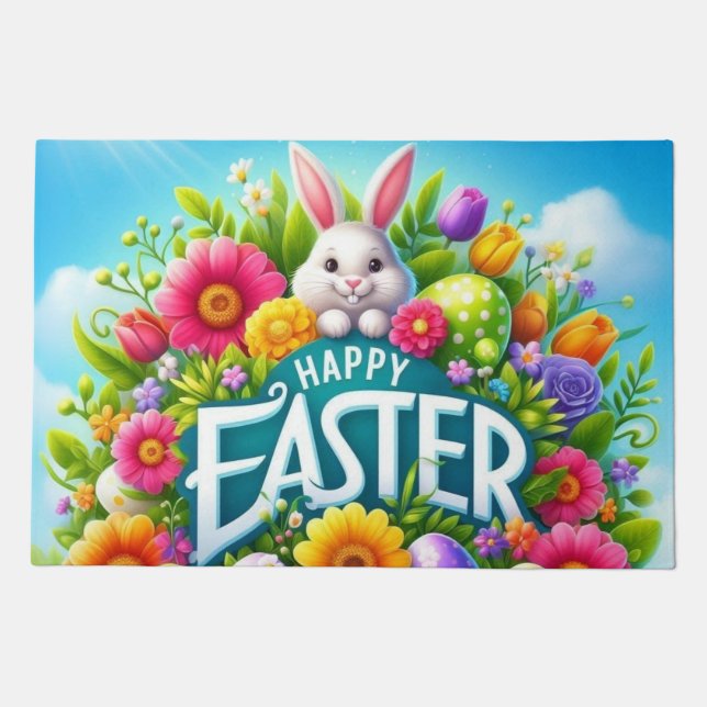 Cute spring/Easter bunny with egg Doormat (Front)