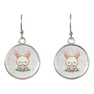Cute spring/Easter bunny with egg Earrings