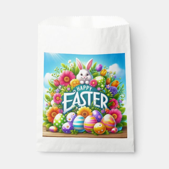 Cute spring/Easter bunny with egg Favor Bag (Front)