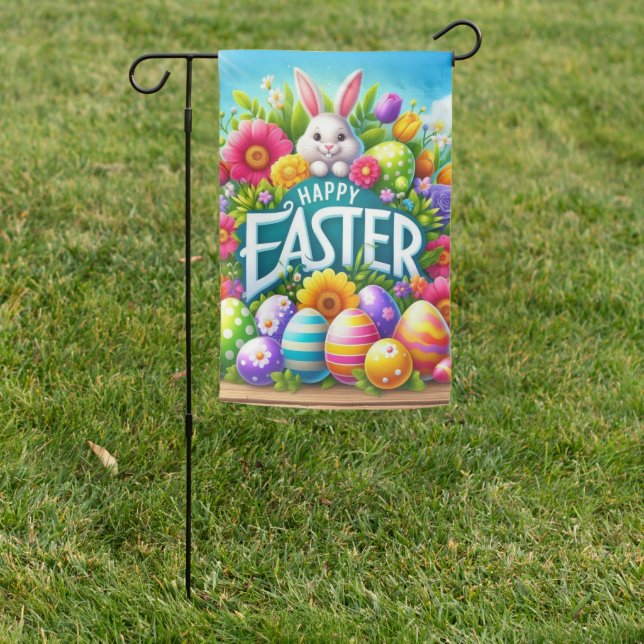 Cute spring/Easter bunny with egg Garden Flag (In SItu)
