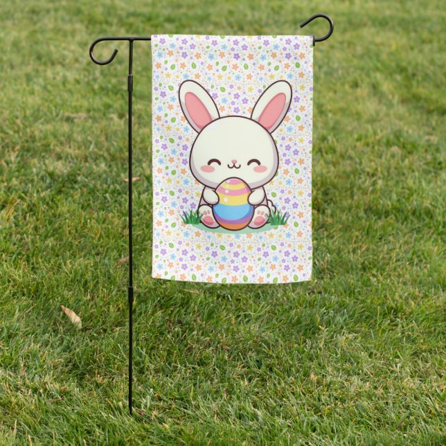Cute spring/Easter bunny with egg Garden Flag (In SItu)