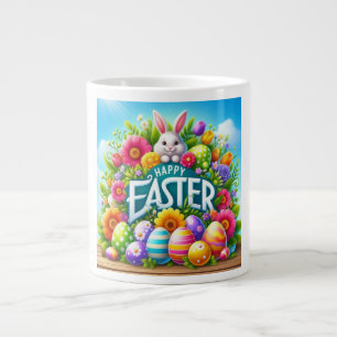 Cute spring/Easter bunny with egg Giant Coffee Mug