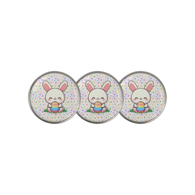 Cute spring/Easter bunny with egg Golf Ball Marker (3 Up)