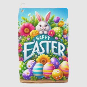 Cute spring/Easter bunny with egg Golf Towel