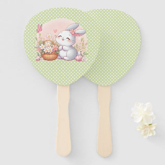 Cute spring/Easter bunny with egg Hand Fan