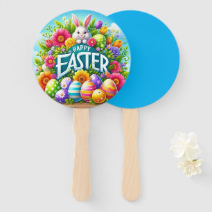 Cute spring/Easter bunny with egg Hand Fan