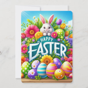 Cute spring/Easter bunny with egg Holiday Card