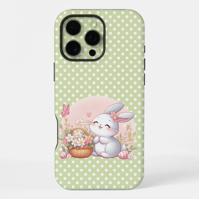 Cute spring/Easter bunny with egg iPhone Case (Back)