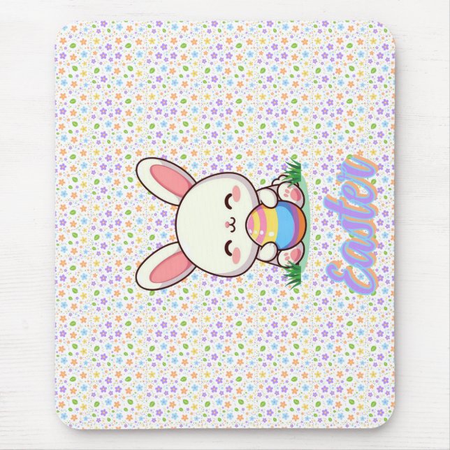 Cute spring/Easter bunny with egg  Mouse Pad (Front)