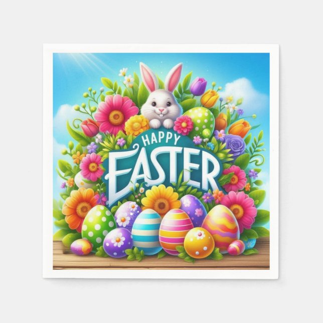 Cute spring/Easter bunny with egg Napkins (Front)