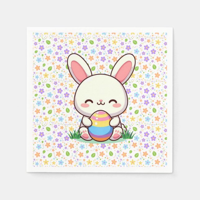 Cute spring/Easter bunny with egg Napkins (Front)