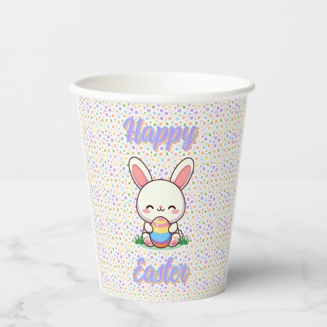 Cute spring/Easter bunny with egg Paper Cups (Front)