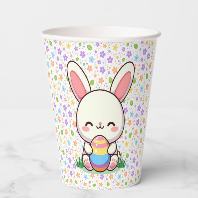 Cute spring/Easter bunny with egg Paper Cups (Front)