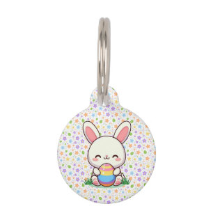 Cute spring/Easter bunny with egg Pet ID Tag
