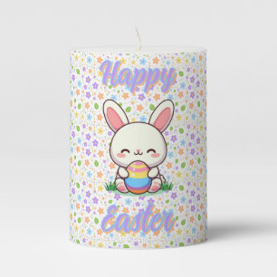 Cute spring/Easter bunny with egg Pillar Candle