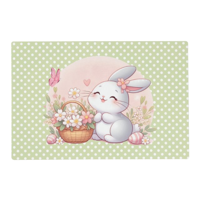 Cute spring/Easter bunny with egg Placemat (Front)