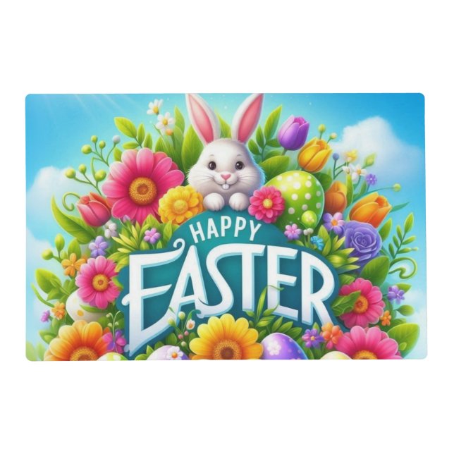 Cute spring/Easter bunny with egg Placemat (Front)