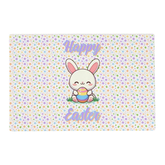 Cute spring/Easter bunny with egg Placemat (Front)