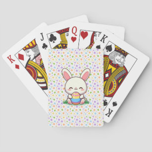 Cute spring/Easter bunny with egg Poker Cards