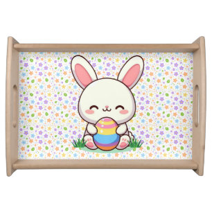Cute spring/Easter bunny with egg Serving Tray