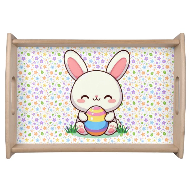 Cute spring/Easter bunny with egg Serving Tray (Front)