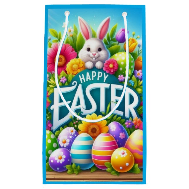 Cute spring/Easter bunny with egg Small Gift Bag (Front)