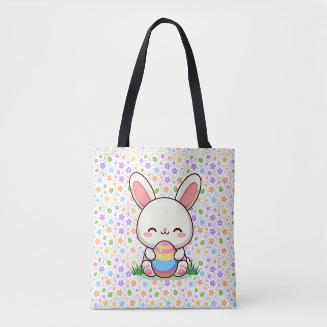 Cute spring/Easter bunny with egg Tote Bag (Front)