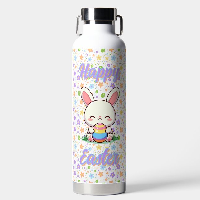 Cute spring/Easter bunny with egg Water Bottle (Front)