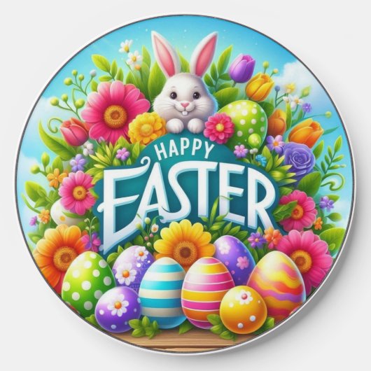 Cute spring/Easter bunny with egg Wireless Charger (Front)