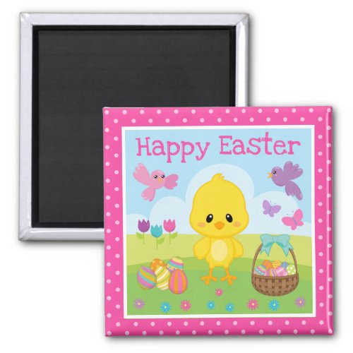 Cute Spring Easter Chick  Chocolate Eggs Easter Magnet