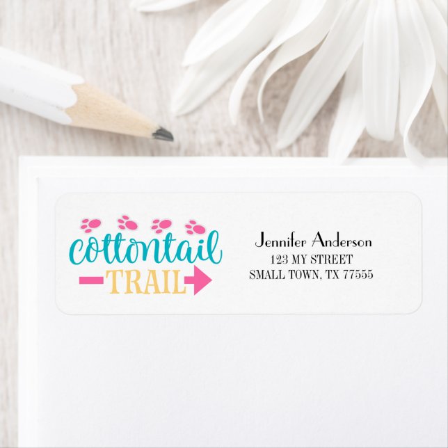 Cute Spring Easter Cottontail Trail Fun Address Label (Insitu)