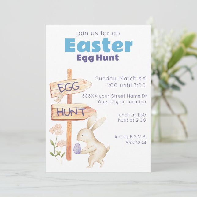 Cute Spring Easter Egg Hunt Invitation (Standing Front)