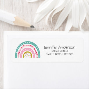 Cute Spring Easter Pink Blue Green Rainbow Address Label