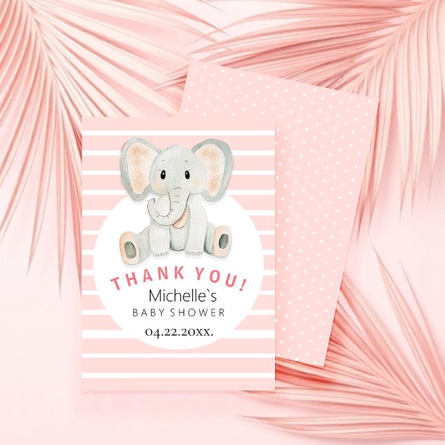 Cute Spring Elephant Watercolor Illustration Thank You Card (Creator Uploaded)