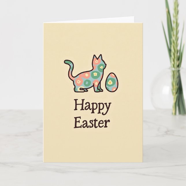Cute Spring Feline Easter Card (Front)