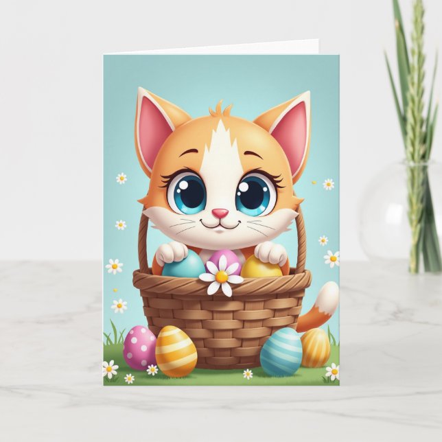 Cute Spring Feline Friend Card (Front)