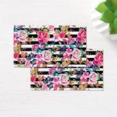 Cute spring floral and stripes watercolor pattern (Desk)