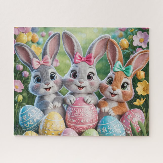 Cute Spring Floral Easter Bunny Jigsaw Puzzle (Horizontal)