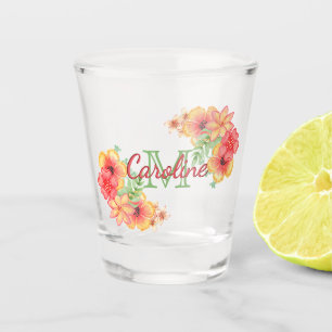 Cute Spring Floral Watercolor Custom Shot Glass