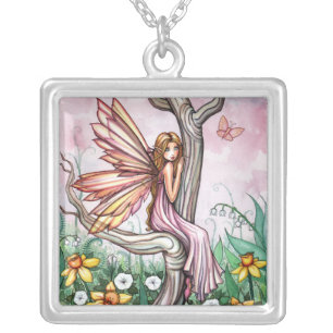 Cute Spring Flower Fairy in the Daffodils Necklace