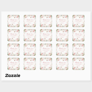Cute Spring Flower Wildflower Bouquet Butterflies Square Sticker