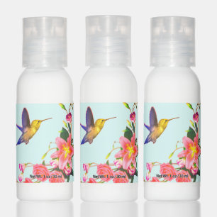 Cute spring flowers and hummingbird hand lotion