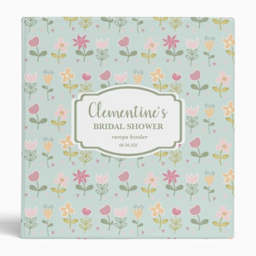 Cute Spring Flowers Bridal Shower Recipe Binder