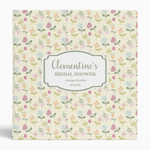 Cute Spring Flowers Bridal Shower Recipe Binder