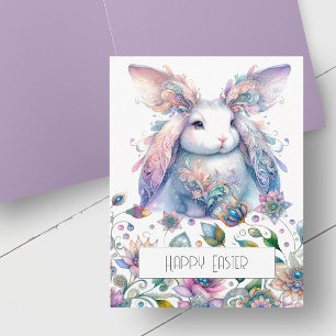 Cute Spring Flowers Bunny Easter Card