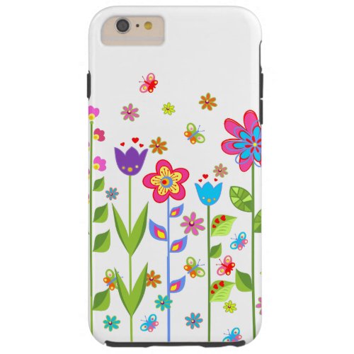 Cute Spring Flowers  Butterflies Tough iPhone 6 Plus Case